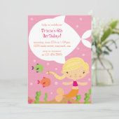 Sweet Mermaid Birthday Uitnodiging (Staand voorkant)