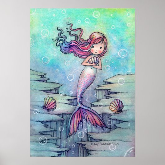 Sweet Mermaid Fantasy Art beroemd gemaakt door Mol Poster (Voorkant)