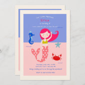Sweet Mermaid Invitation Kaart (Voorkant / Achterkant)