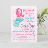Sweet Mermaid Sparkle Girly Verjaardagsfeestje Kaart (Staand voorkant)