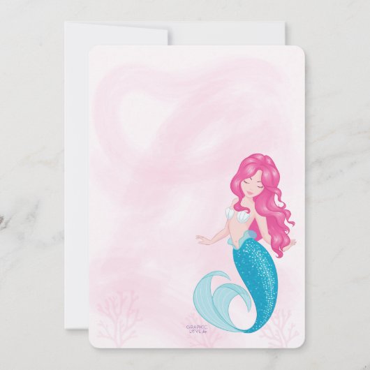 Sweet Mermaid Sparkle Girly Verjaardagsfeestje Kaart (Achterkant)