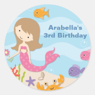 Sweet Mermaid Verjaardag Stickers