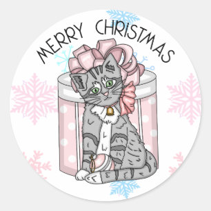 Sweet Merry kerst Grijze Keukenroze Cadeau Ronde Sticker
