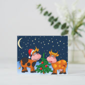Sweet Merry Koe met kerstbomen Feestdagenkaart (Staand voorkant)