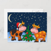 Sweet Merry Koe met kerstbomen Feestdagenkaart (Voorkant / Achterkant)