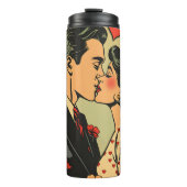 Sweet Mid-Century Couple Retro Pop Art Thermosbeker (Voorkant)