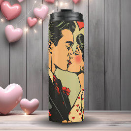 Sweet Mid-Century Couple Retro Pop Art Thermosbeker