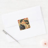 Sweet Mid-Century Couple Retro Pop Art Vierkante Sticker (Envelop)