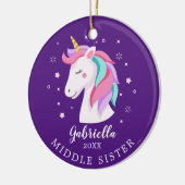 Sweet Middle Sister Unicorn Kerstannament Keramisch Ornament (Links)