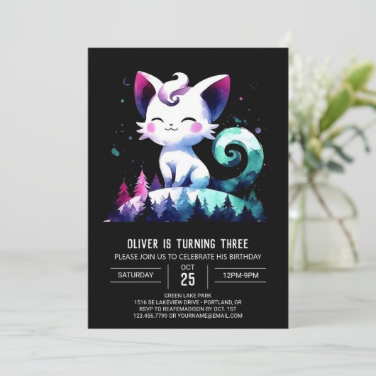 Sweet Minimalist Cat Verjaardag Kaart (Staand voorkant)