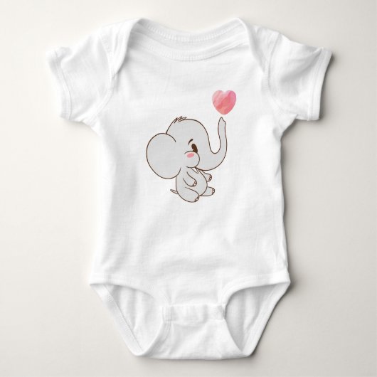 Sweet Minimalist Elephant with Heart for Newborn  Romper (Voorkant)