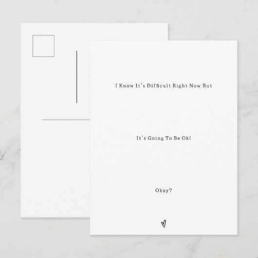 Sweet Minimalistic It's Going To Be OK Quote Card Briefkaart (Voorkant / Achterkant)