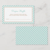 Sweet Mint Gingham Baby shower Luier Raffle Informatiekaartje (Voorkant / Achterkant)