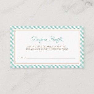 Sweet Mint Gingham Baby shower Luier Raffle Informatiekaartje
