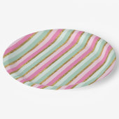 Sweet Mint Green Pink en Gold Stripes Papieren Bordje (Gekanteld)