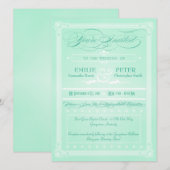 Sweet Mint Green Poster Style Wedding Invitting Kaart (Voorkant / Achterkant)