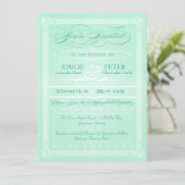 Sweet Mint Green Poster Style Wedding Invitting Kaart (Staand voorkant)