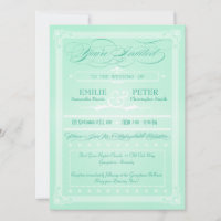 Sweet Mint Green Poster Style Wedding Invitting