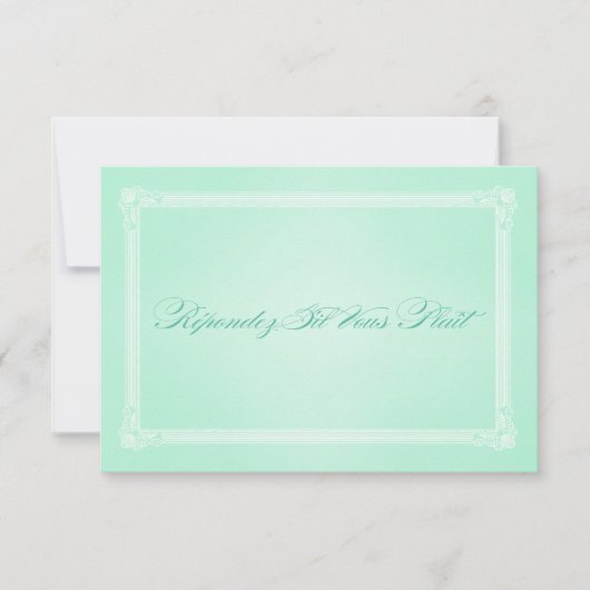Sweet Mint Green Poster Style Wedding RSVP Kaartje (Voorkant)