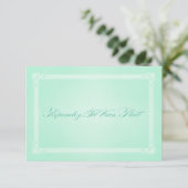 Sweet Mint Green Poster Style Wedding RSVP Kaartje (Staand voorkant)