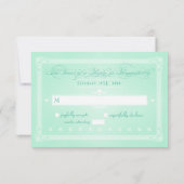 Sweet Mint Green Poster Style Wedding RSVP Kaartje (Achterkant)