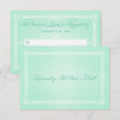 Sweet Mint Green Poster Style Wedding RSVP Kaartje (Voorkant / Achterkant)