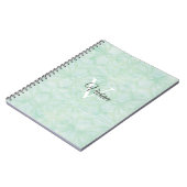 Sweet Mint Green Waterverf Monogram Naam Throw Pi Notitieboek (Linkerzijde)