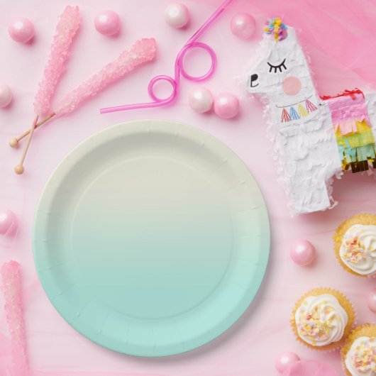 Sweet Mint & Ivory Gradient Ombre Papieren Bordje (Feest)
