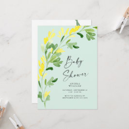 Sweet Mint Yellow Wildbloemen Baby shower Kaart