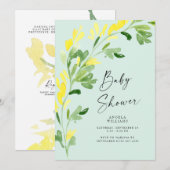 Sweet Mint Yellow Wildbloemen Baby shower Kaart (Voorkant / Achterkant)