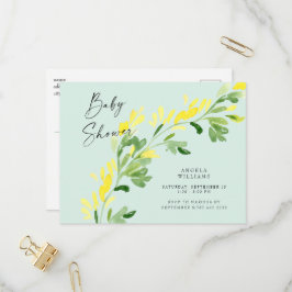 Sweet Mint Yellow Wildbloemen Baby shower Uitnodiging Briefkaart