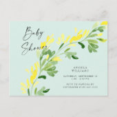 Sweet Mint Yellow Wildbloemen Baby shower Uitnodiging Briefkaart (Voorkant)