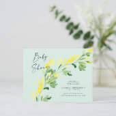 Sweet Mint Yellow Wildbloemen Baby shower Uitnodiging Briefkaart (Staand voorkant)