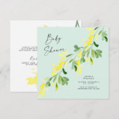 Sweet Mint Yellow Wildflower Baby shower Square Kaart (Voorkant / Achterkant)