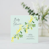 Sweet Mint Yellow Wildflower Baby shower Square Kaart (Staand voorkant)