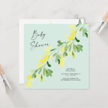 Sweet Mint Yellow Wildflower Baby shower Square
