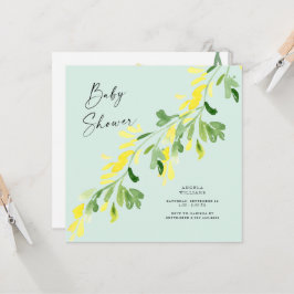 Sweet Mint Yellow Wildflower Baby shower Square Kaart