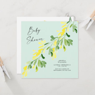 Sweet Mint Yellow Wildflower Baby shower Square Kaart