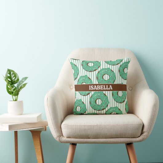 Sweet Minty Green Donut Throw Pillow Kussen (Stoel)