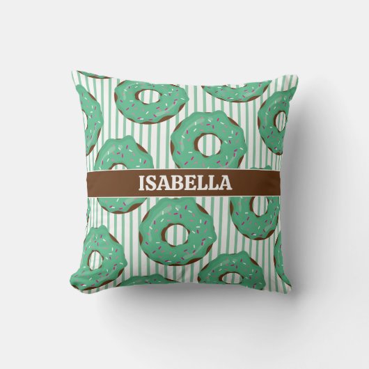 Sweet Minty Green Donut Throw Pillow Kussen (Voorkant)