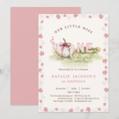 Sweet Miss Onederful Pink Bow Pumpkin 1st Birthday Kaart (Voorkant / Achterkant)