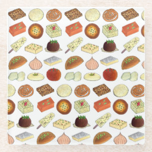 Sweet Mithai Indian Cuisine Foods Confection Print Glazen Onderzetter