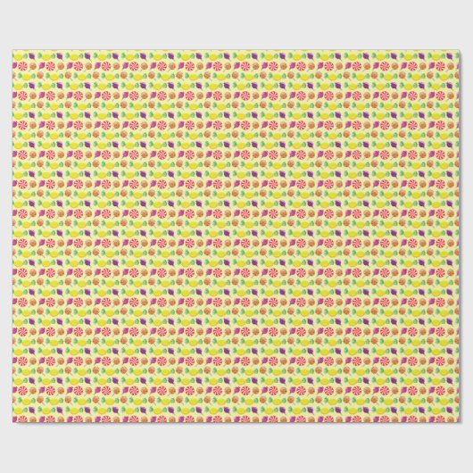 Sweet Mix Snoep Pattern Yellow Cadeaupapier (Vlak)
