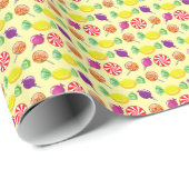 Sweet Mix Snoep Pattern Yellow Cadeaupapier (Rol Hoek)