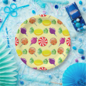 Sweet Mix Snoep Pattern Yellow Papieren Bordje (Feest)