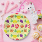 Sweet Mix Snoep Pattern Yellow Papieren Bordje (Feest)