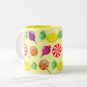 Sweet Mix Snoep Pattern Yellow Tweekleurige Koffiemok (Voorkant links)