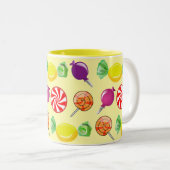 Sweet Mix Snoep Pattern Yellow Tweekleurige Koffiemok (Voorkant rechts)