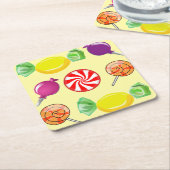 Sweet Mix Snoep Yellow Kartonnen Onderzetters (Schuin)