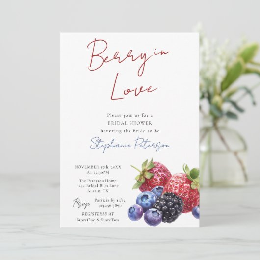 Sweet Mixed Berries Berry In Love Bridal Shower  Kaart (Staand voorkant)